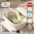 Shampoo basin for bed use with head pillow and water pump in light pink and beige colours