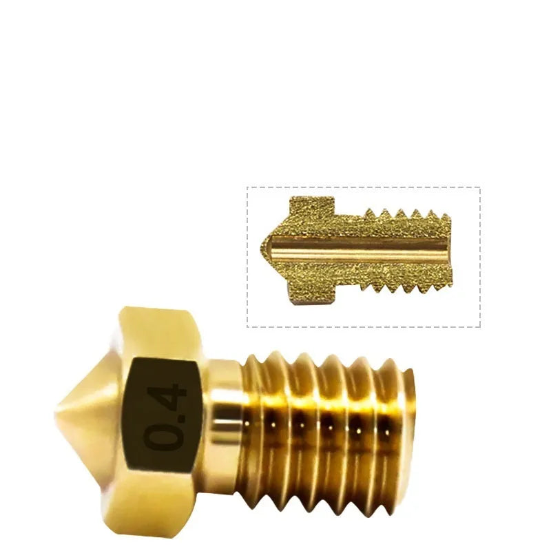 Brass M6 3D printer nozzle 12.5x7mm with smooth inner wall and chamfer inlet for 1.75mm filament