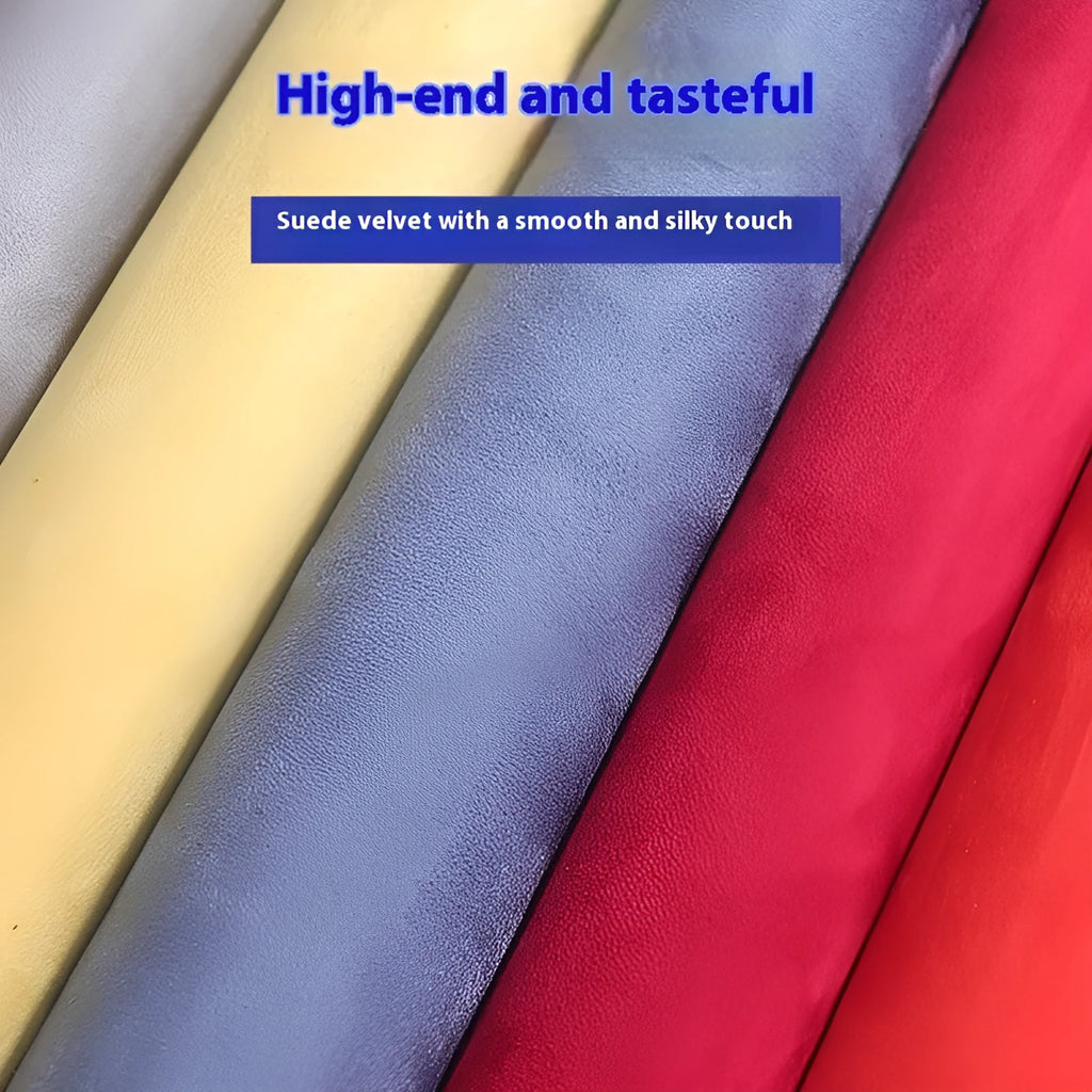 Roll of self-adhesive suede leather in a chosen colour, showing its texture and adhesive backing.
