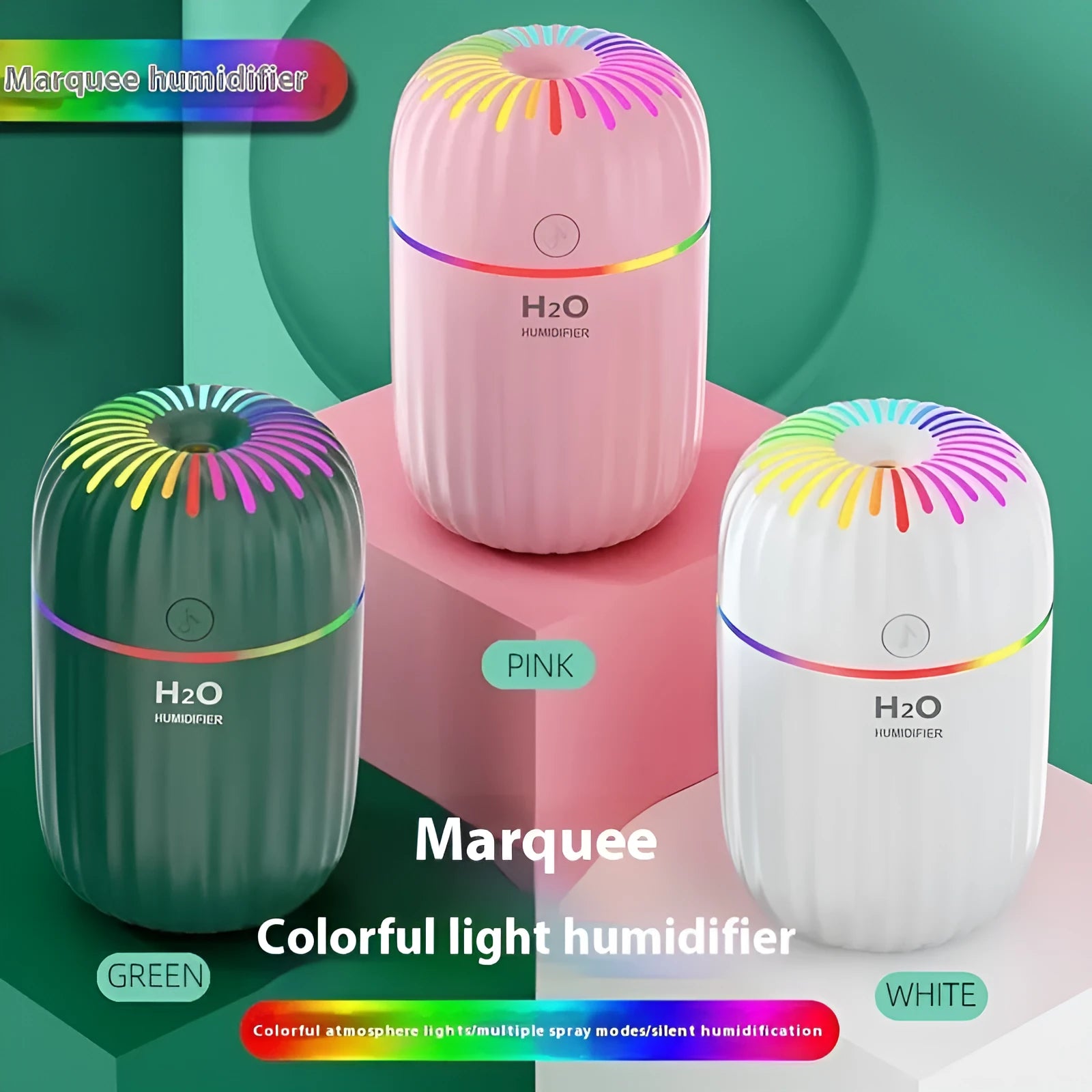 Mini car USB aromatherapy humidifier in animal design with green, pink, or white colour options