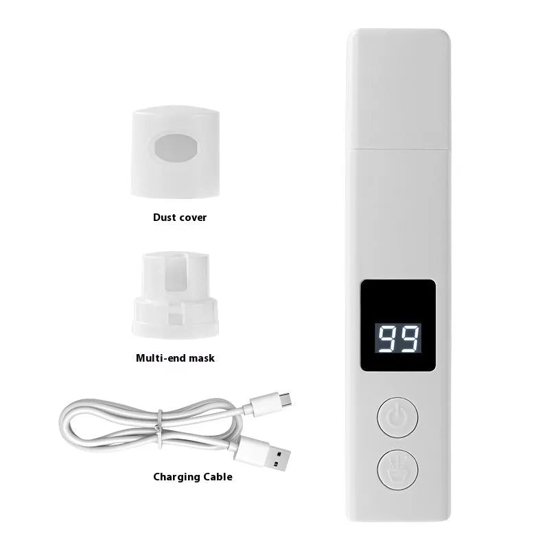 White pet electric nail grinder for dogs with dust cover and light, 150x30mm ABS plastic, on a clean surface