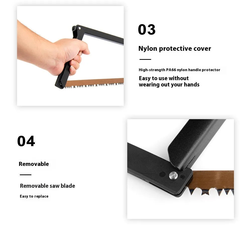 Outdoor foldable saw black aluminium PA66 nylon handle No. 65 Gao Meng hacksaw blade