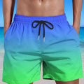 Men's gradient colour 3D digitally printed mesh sports shorts showing micro elasticity fabric