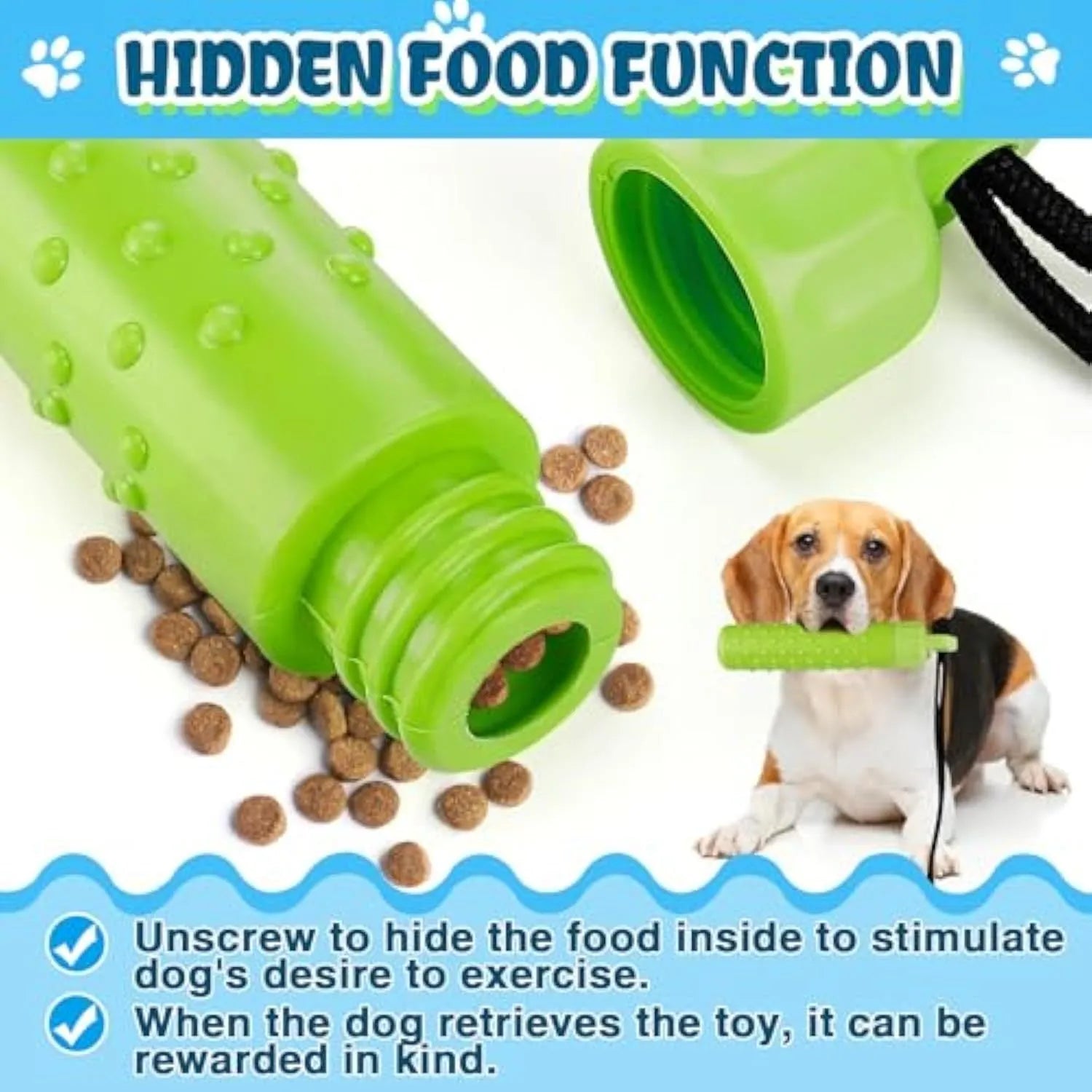 Two floating dog pool toys in red and green, TPR material with rope, 240x45mm, floating on water