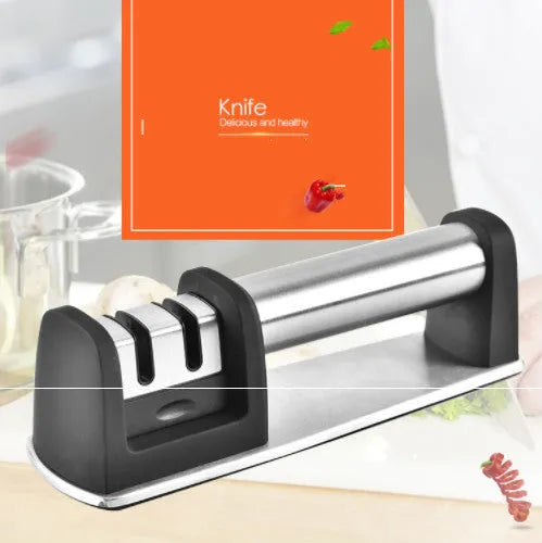 Black ABS manual kitchen sharpener for straight and serrated blades