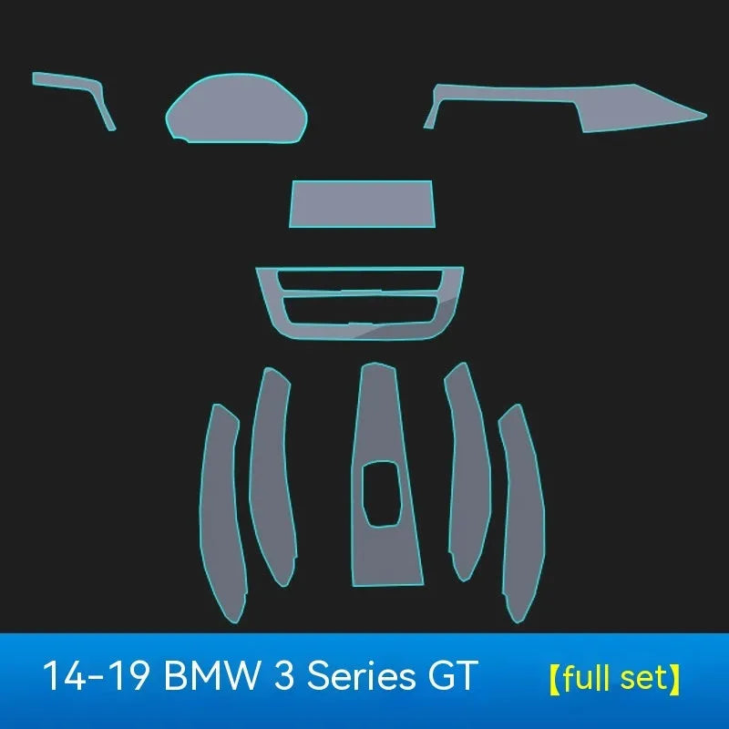 Transparent TPU protective film for BMW 3 Series central console and gear shift area
