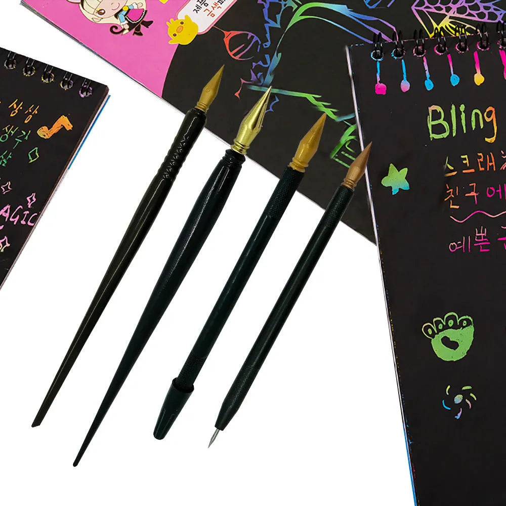 PS plastic scratch pen tool for children's scratch art paper activities