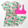 Girls floral two-piece swimsuit in polyester fabric for swimming sports