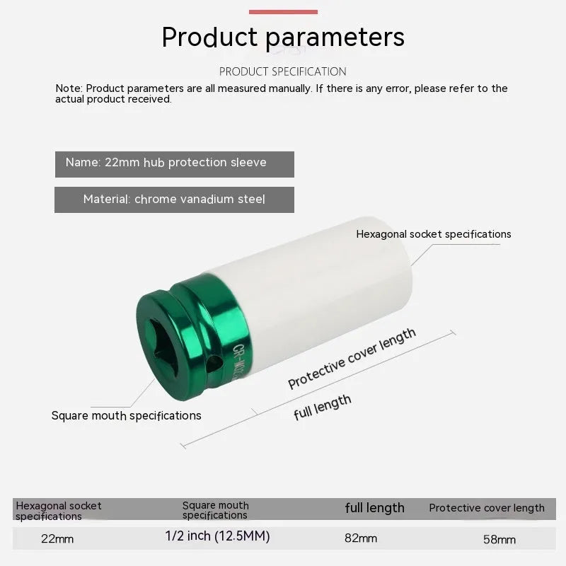 45# steel impact hexagon socket for pneumatic wrench in 17mm size on white background