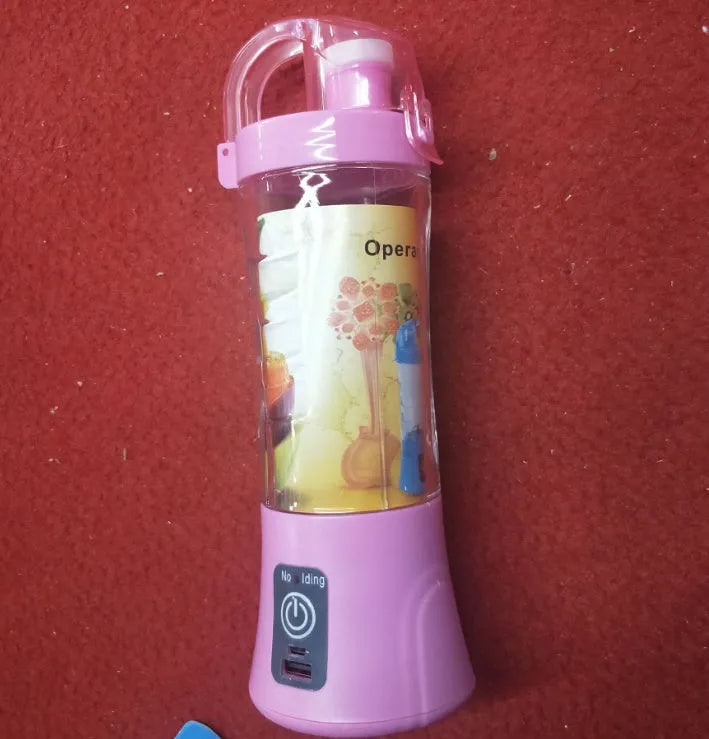 Portable electric fruit juicer handheld smoothie maker USB rechargeable 400ml blue pink green