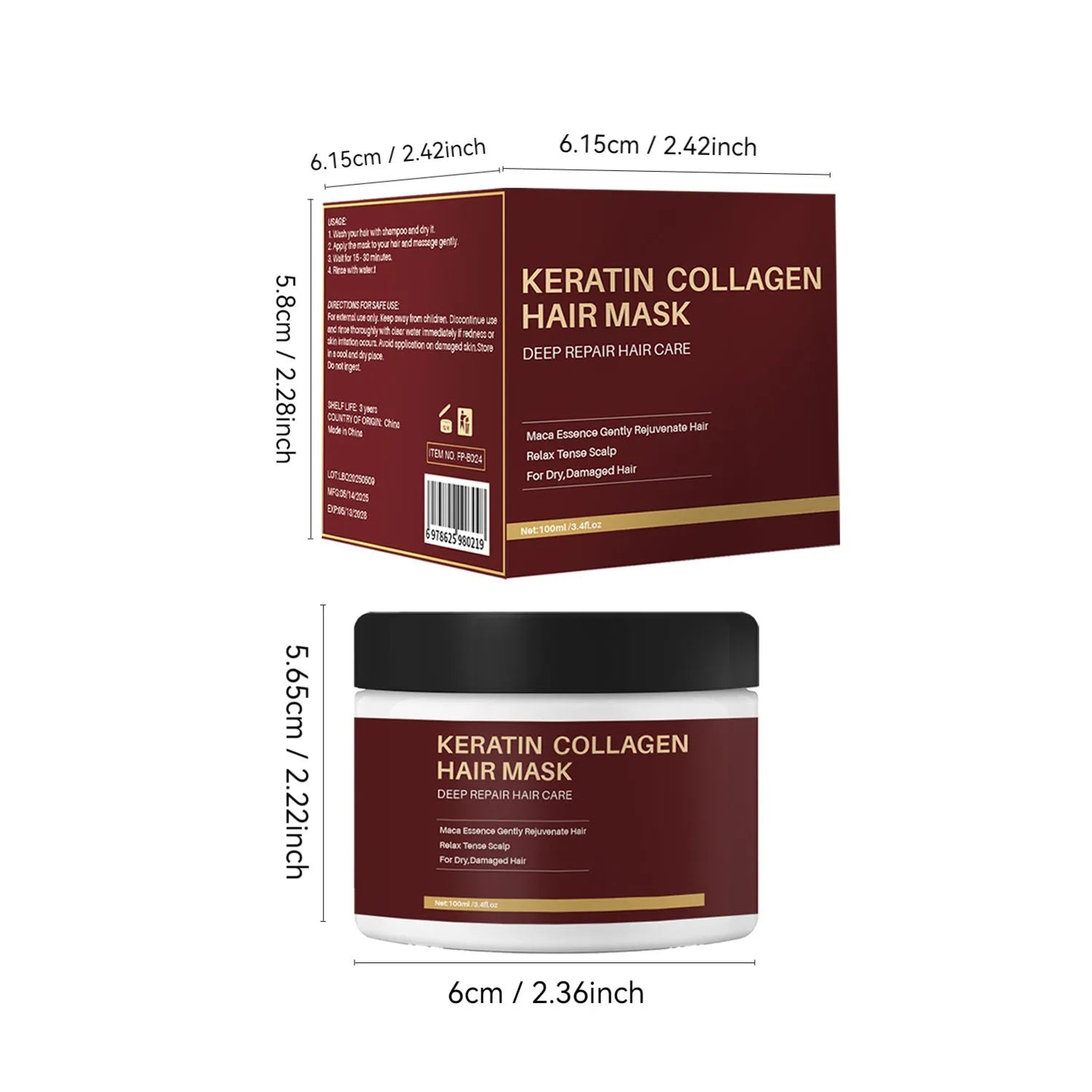 100ml tube of Anti-hair Fall Collagen Hair Mask for moisturising and repairing damaged hair.