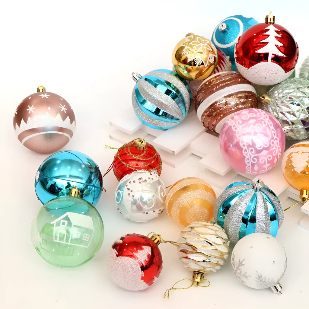 6cm hand-painted PVC Christmas ball decoration in colour variant on tree branch