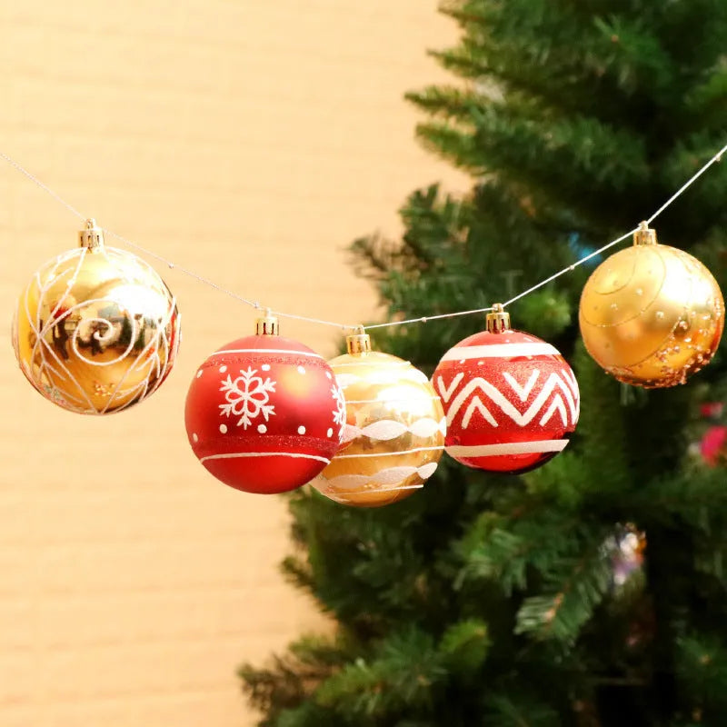 6cm hand-painted PVC Christmas ball decoration in colour variant on tree branch