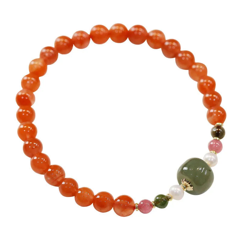 Natural Sichuan cherry red southern red agate bracelet with round beads for women