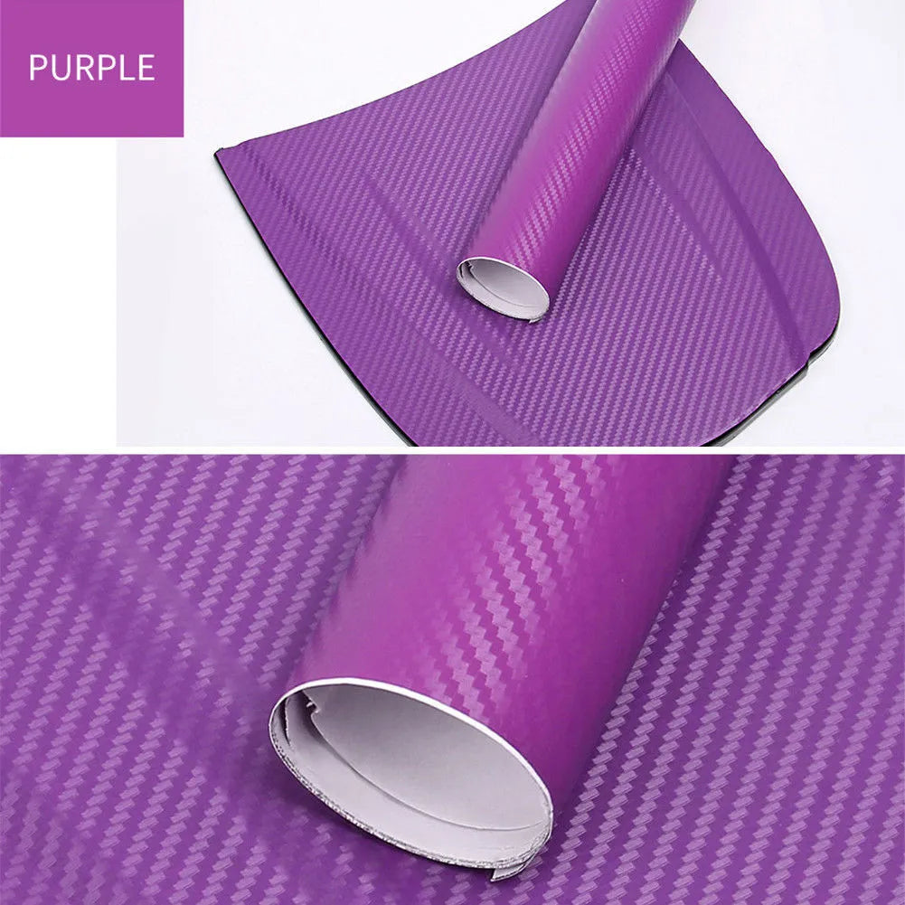 Roll of 3D carbon fibre car sticker measuring 30cm by 127cm in eight colour options