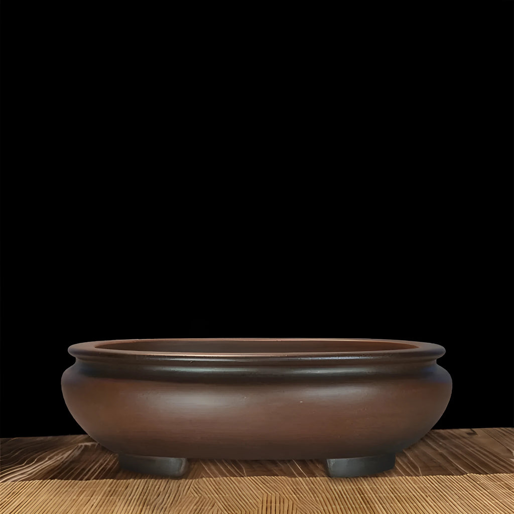 Handmade classical purple sand clay desktop flowerpot measuring 58cm wide.