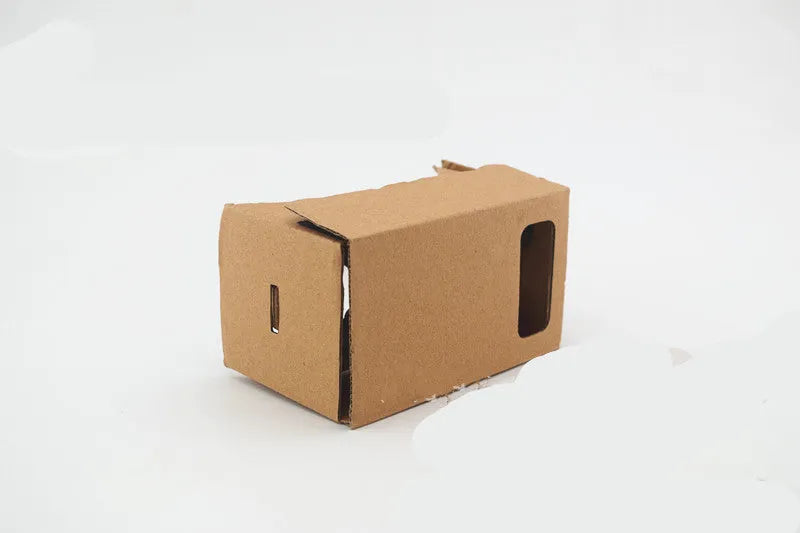Pink and white VR cardboard glasses for 6-inch phones with adjustable head strap.
