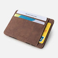 Matte leather magic wallet in horizontal square shape with sewing line details, shown in multiple colours