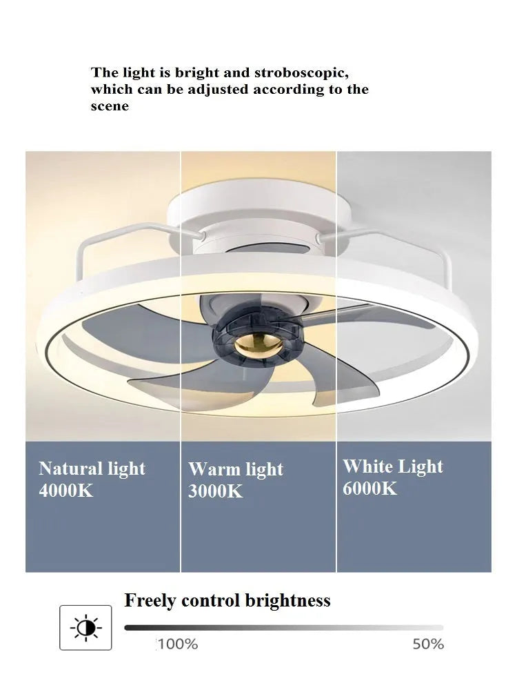 Φ500mm diameter ceiling fan lamp with integrated light fitting in modern simple style