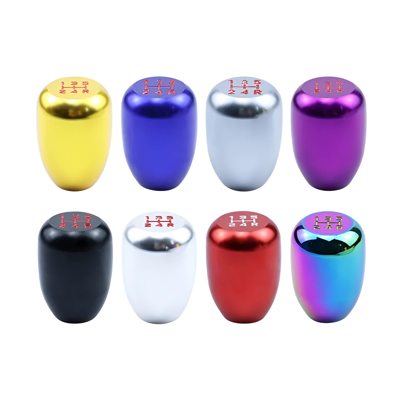 Universal aluminium gear shift head with 40mm diameter and 60mm height in titanium colour