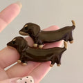 Cute loose delicate Dachshund dog hair barrettes with an electroplated finish