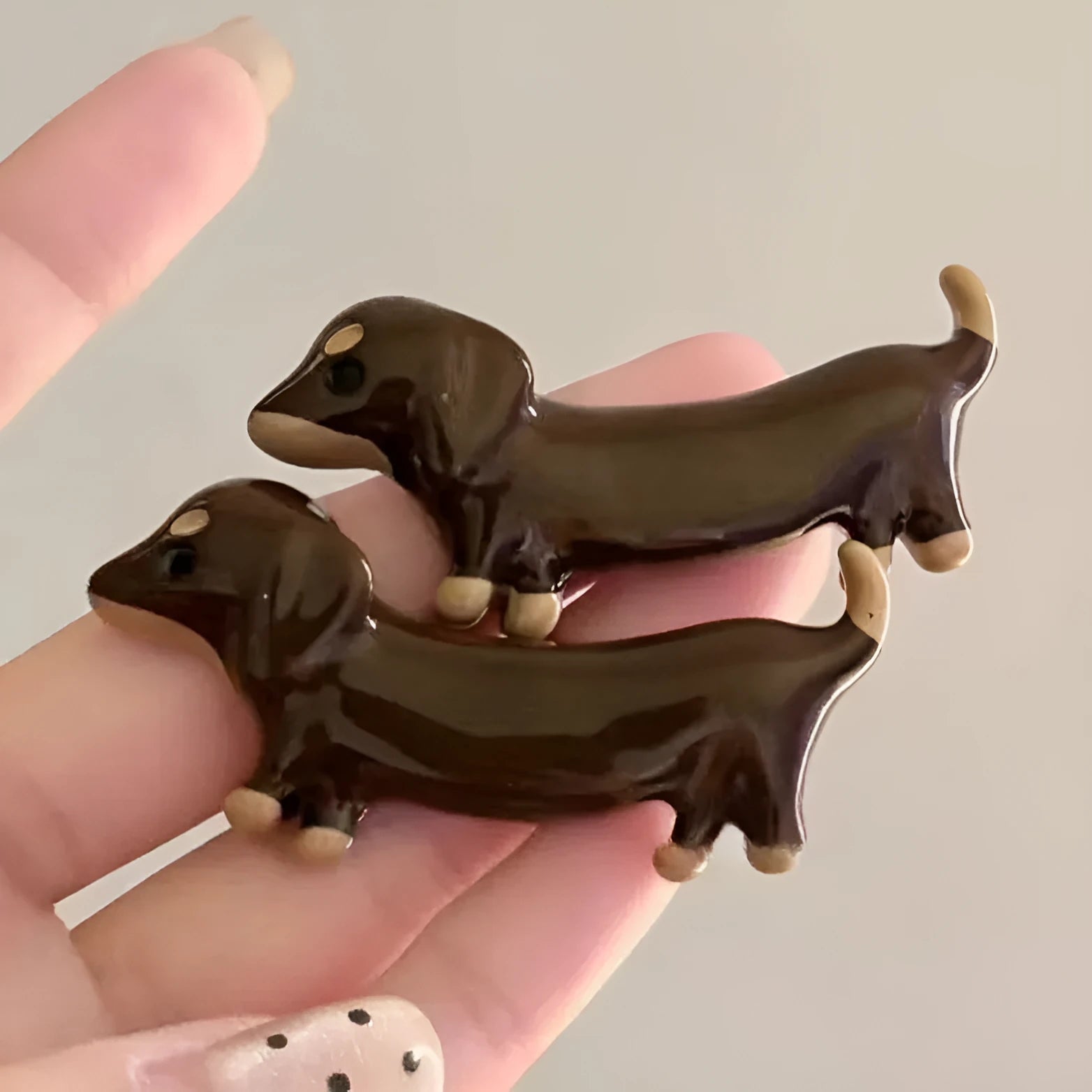 Cute loose delicate Dachshund dog hair barrettes with an electroplated finish