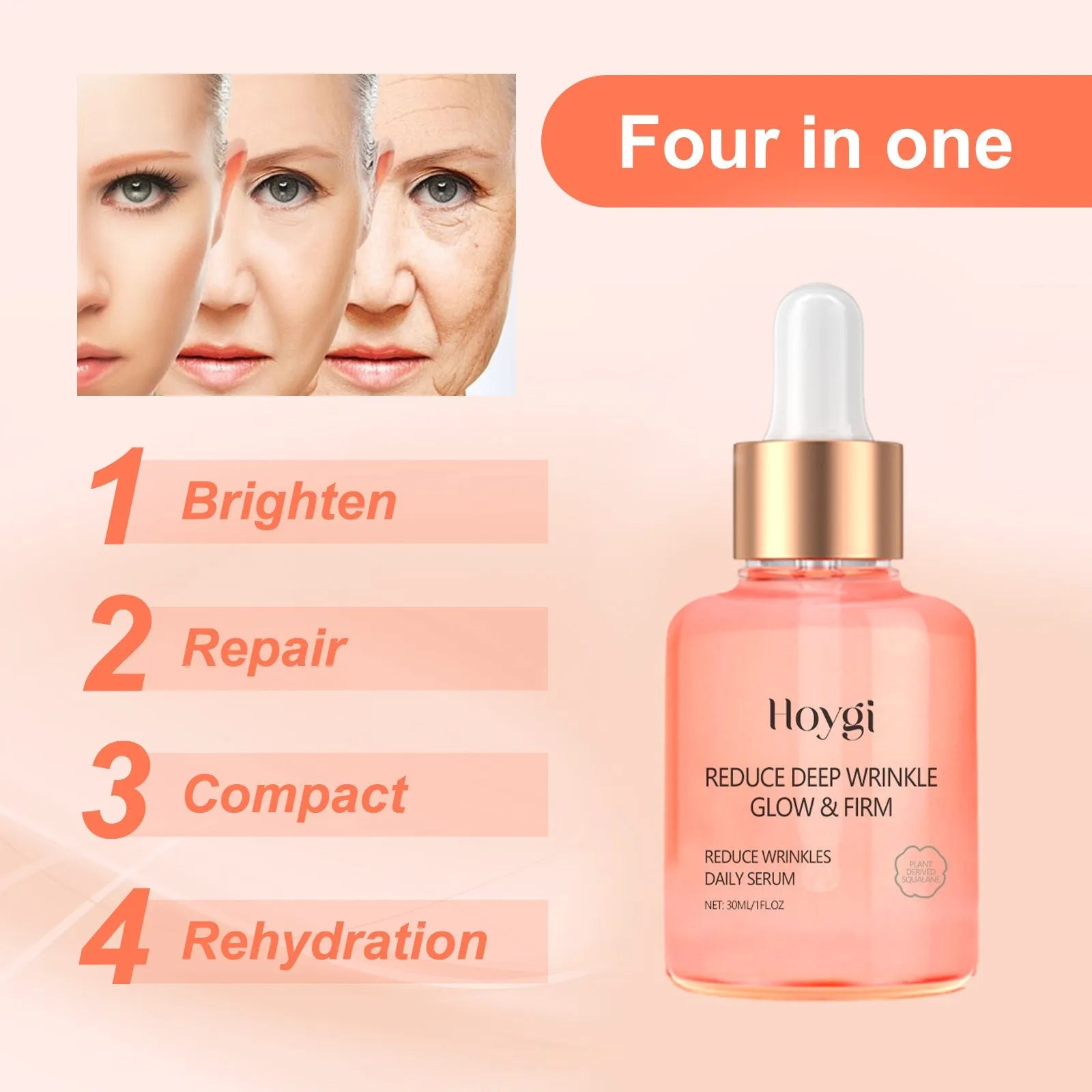 30ml rose essential oil bottle with dropper for facial skincare to smoothen wrinkles