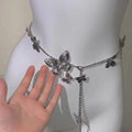 Gold or silver butterfly waist chain belt with 104cm length and single circle design