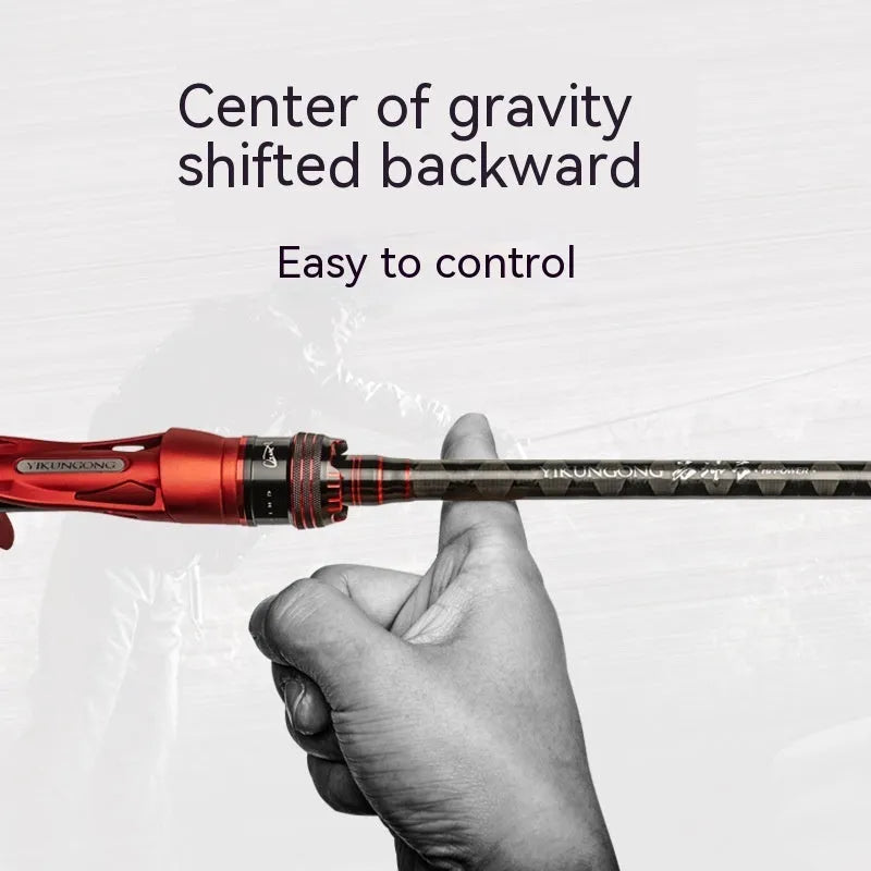 Ultralight carbon fishing rod showing straight handle and pikestaff style options for lure fishing.