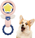 Pink interactive dog toy set with squeaky and dental toys for chewing and oral care