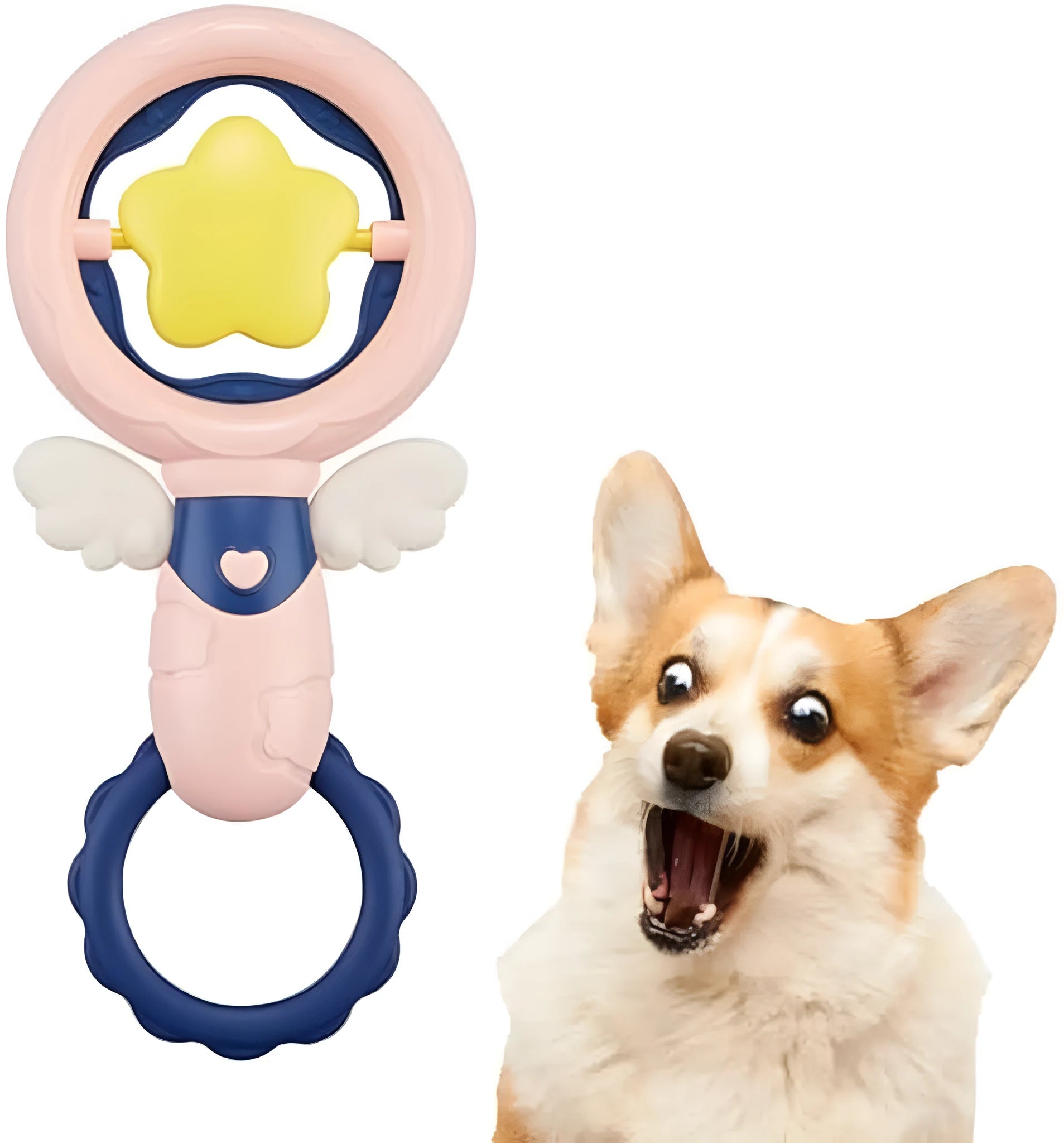 Pink interactive dog toy set with squeaky and dental toys for chewing and oral care