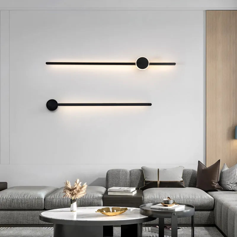 Modern minimalist grid-free pole gate wall lamp with three-color LED acrylic shade left configuration for bedside