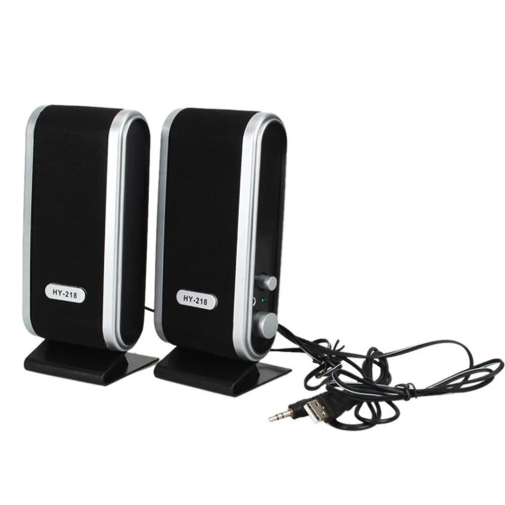 Notebook mini speaker in black colour with USB cable for portable desktop audio