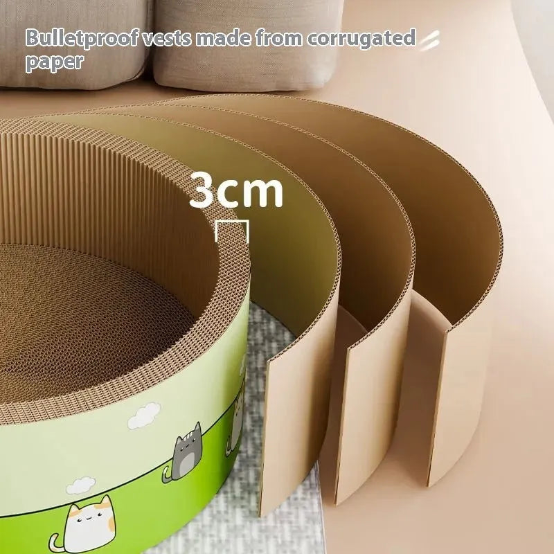 Round deep pit cat scratch board in corrugated paper material, 45cm and 50cm diameter options