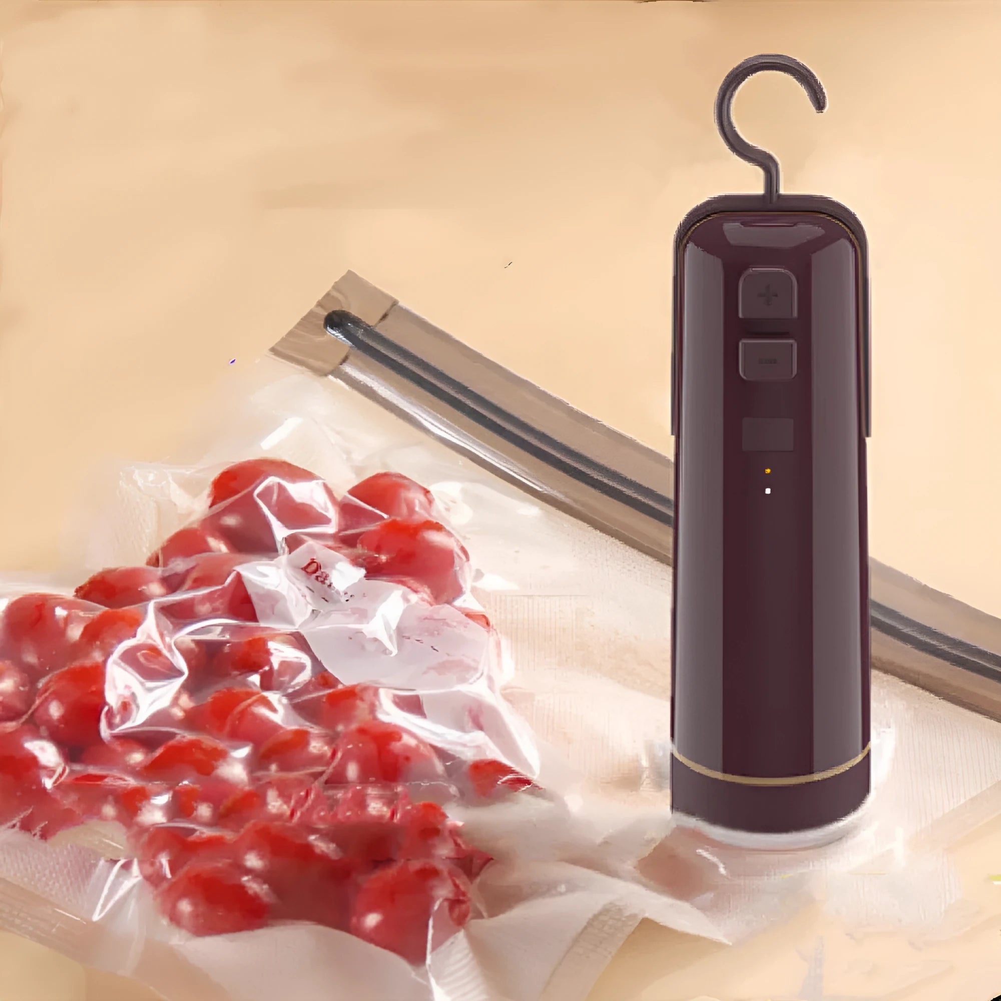 4-in-1 portable electric vacuum sealer with USB rechargeable battery, heat sealer, and inflatable pump for kitchen storage bags