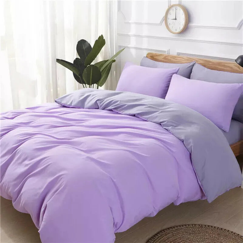 4-piece bedding set in blue, twill weave polyester acetate fabric, with quilt cover, flat sheet, and two pillowcases