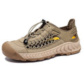 Men's hand-woven closed toe sandal with PU leather upper and rubber sole, available in multiple colours