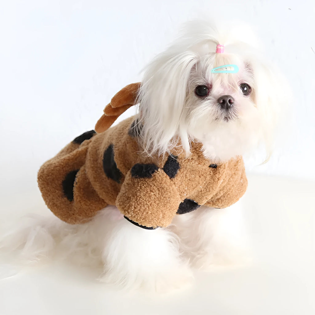 Polka dot elk couple pet costume in skirt and four-legged styles for dogs and cats