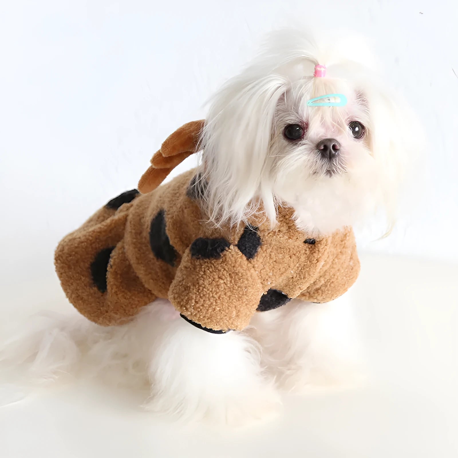 Polka dot elk couple pet costume in skirt and four-legged styles for dogs and cats