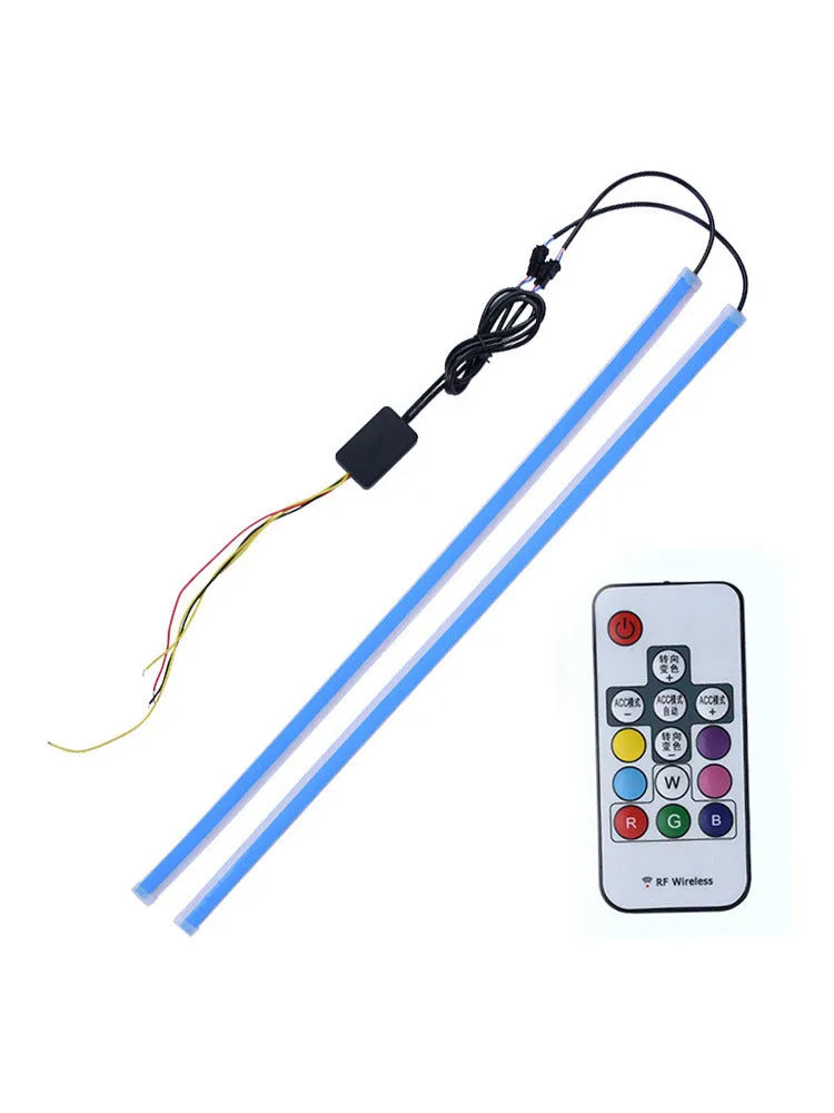 Universal RGB LED daytime running light unit with remote control in 30cm, 45cm, and 60cm size options.