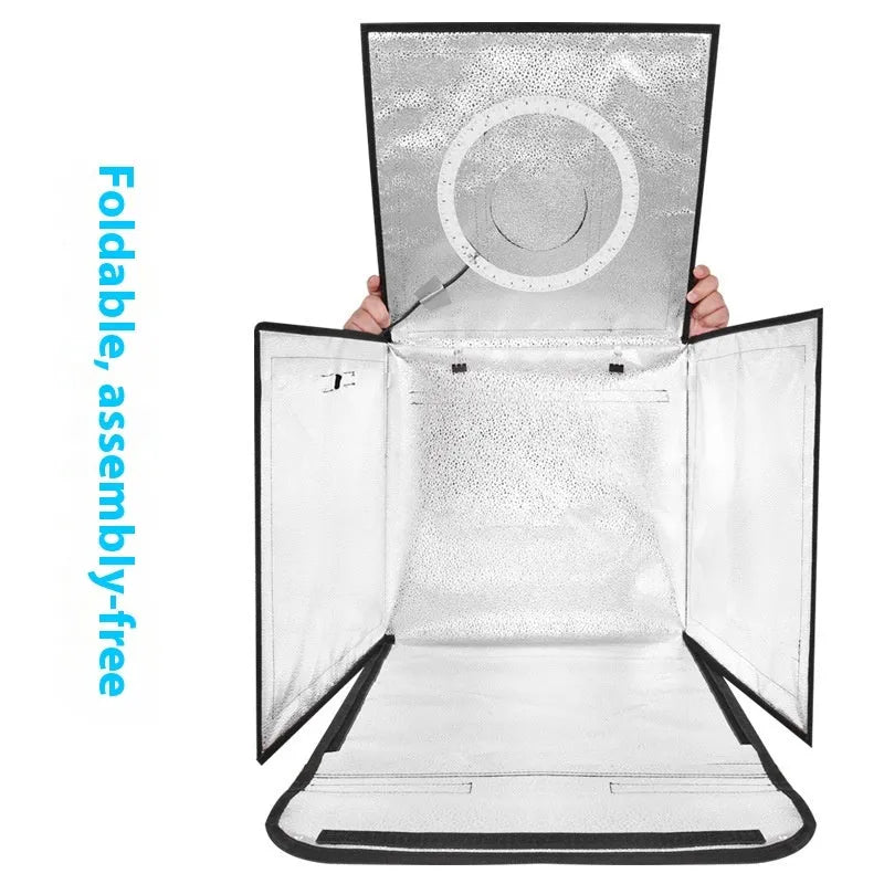 50cm studio light box with folding three-colour light board and metal frame