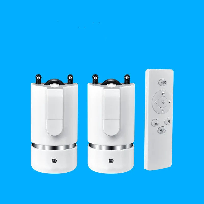 Motorised curtain track with aluminium alloy rail, nano silent pulley, and remote control for electric curtain operation