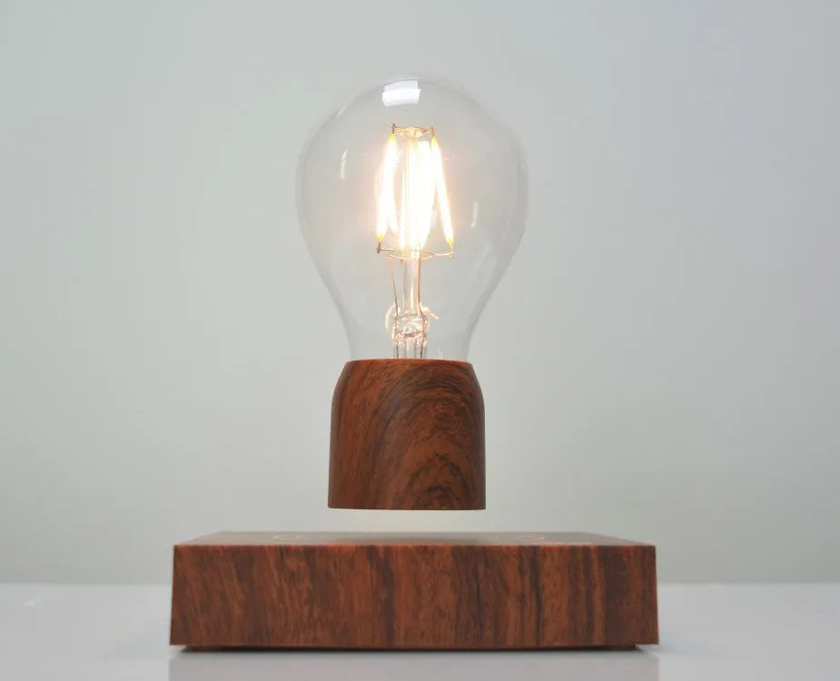 Magnetic levitation floating bulb lamp with imitation wood base
