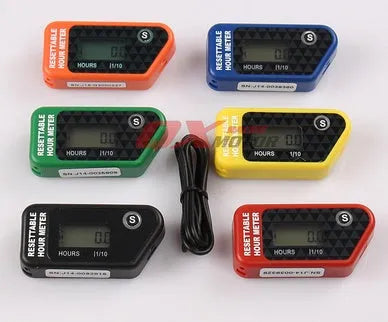 Black waterproof digital timer with LCD display for motorcycle and boat maintenance