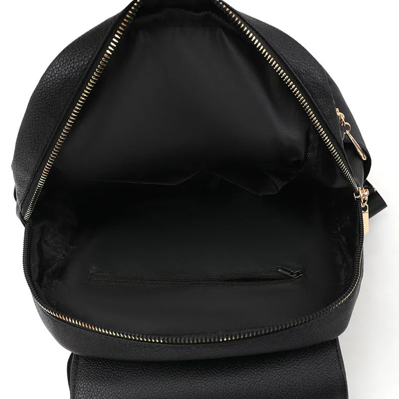 Soft PU leather women's backpack with three-dimensional pockets in street trend style
