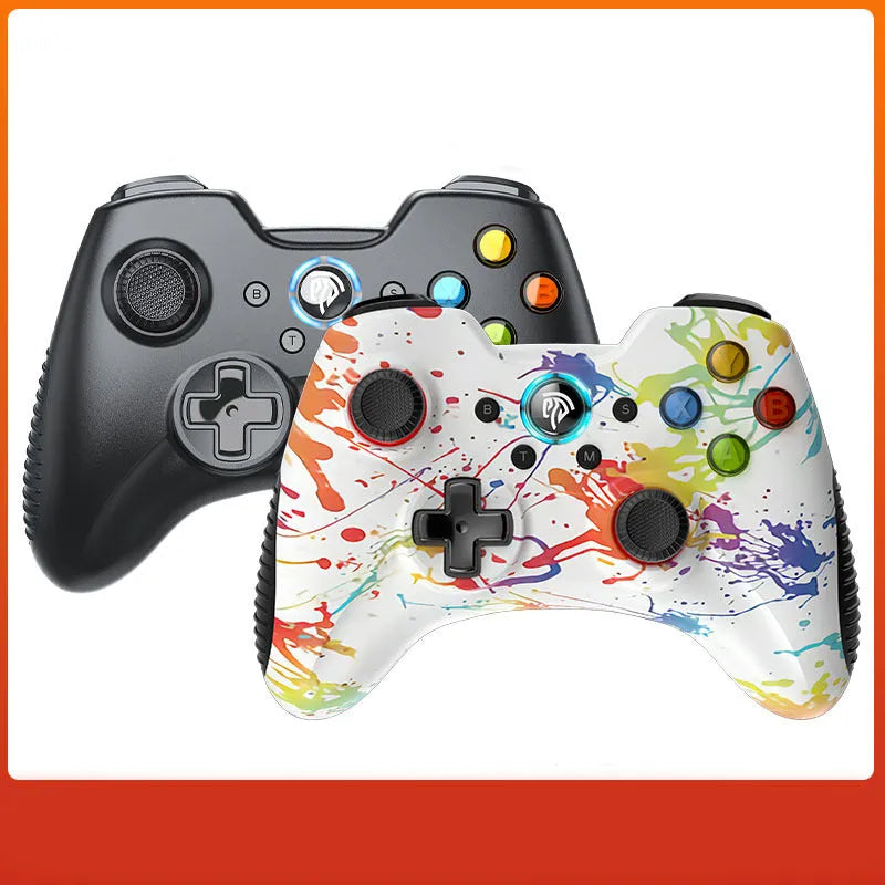 PC dual mode wireless game controller with 360° rocker and ABS construction in black