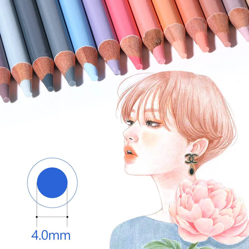 24 skin tone art pencils in round iron storage box for portrait drawing