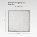 Silver stainless steel barbecue grill net shown in medium and large sizes for group cooking.