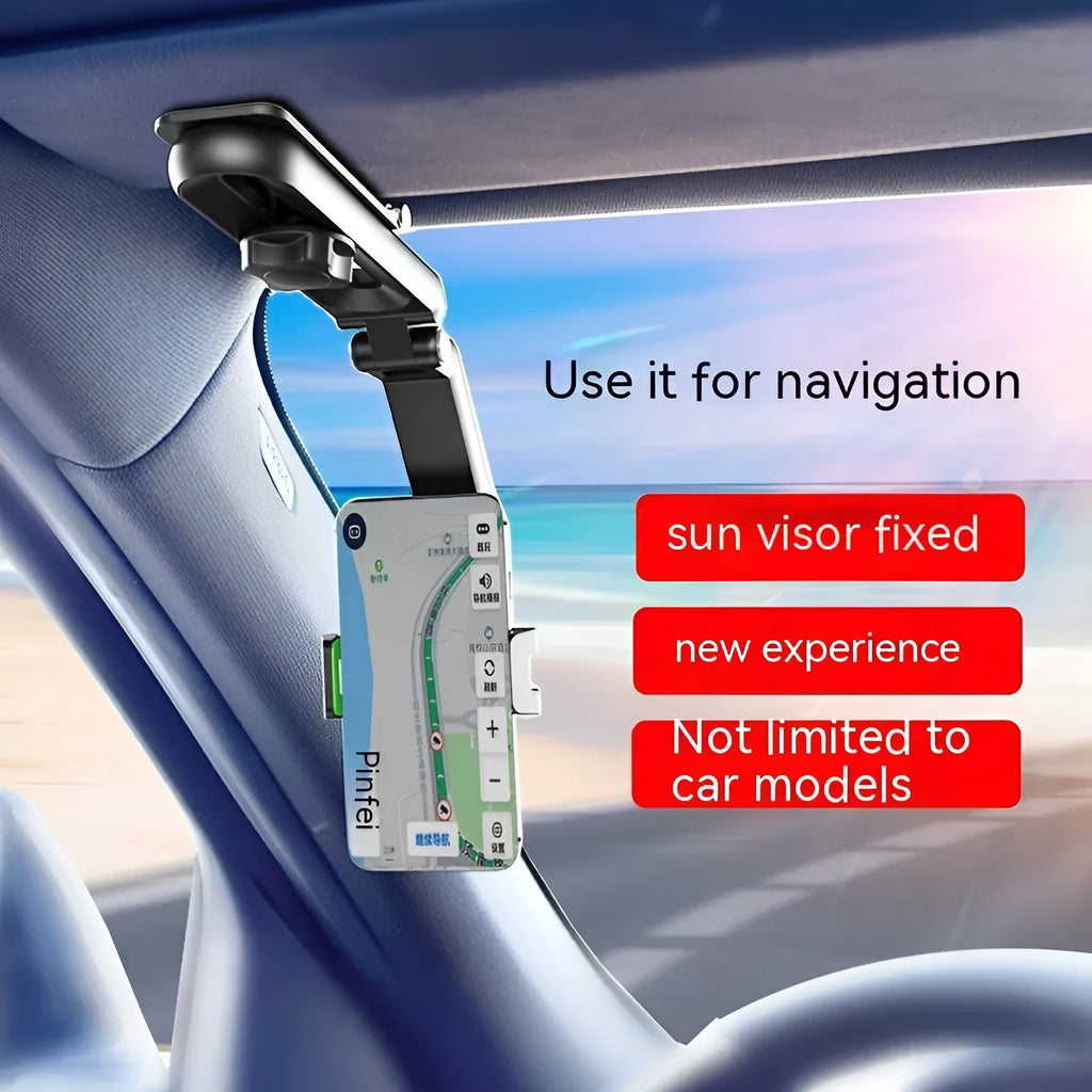 Car mobile phone holder with 360-degree rotation on dashboard showing black and grey colour combination
