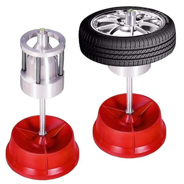 Portable wheel balancer with bull's eye level and aluminium head for tyre balancing